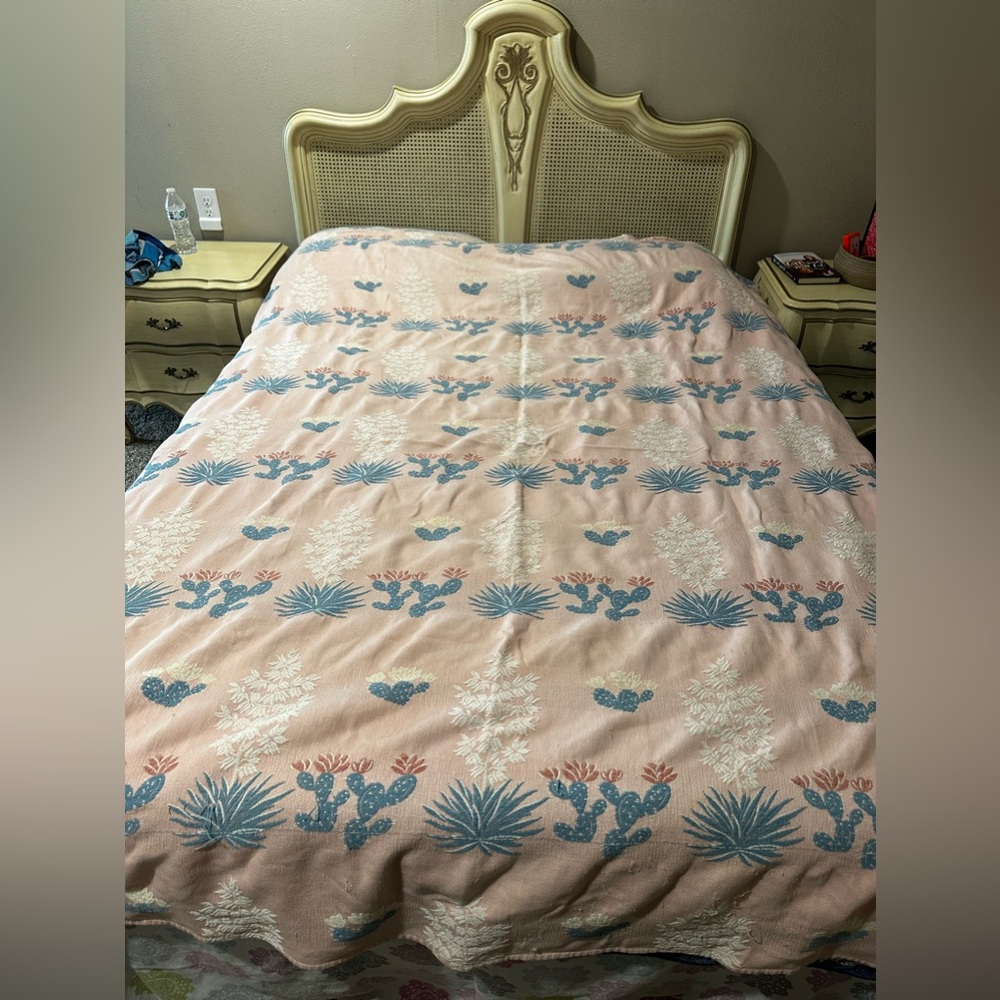 Vintage 1940s Bates Painted Desert Bedspread